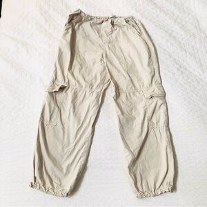 Zara Kids Girl Cargo Beige Joggers Pull Pants Elastic Stretchy Waist size 13/14